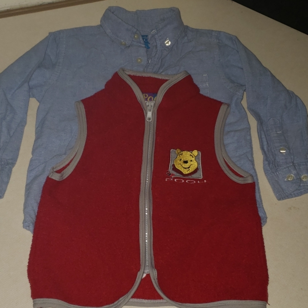 Winnie the Pooh "friend" vest with denim shirt set